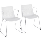Matcha Accent Chair in White Poly on Chrome (Set of 2)